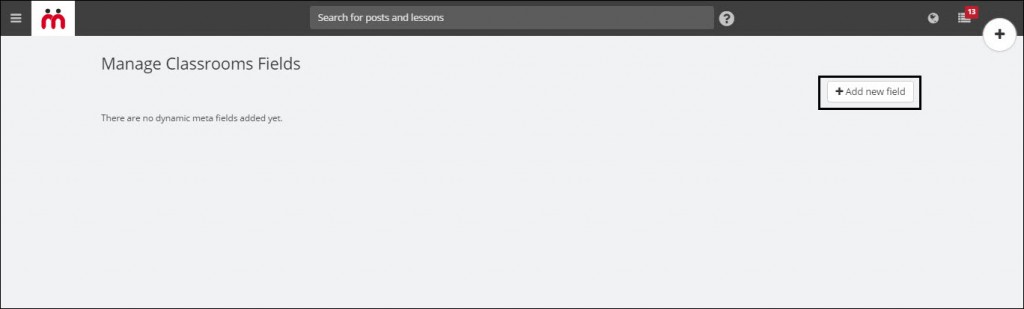 Manage Teamie_Manage classroom meta field list_Add new fields