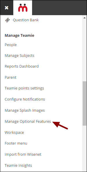 Manage teamie block_Manage optional features