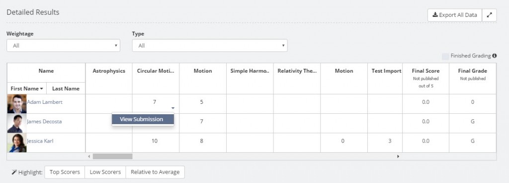 View submissions from Gradebook