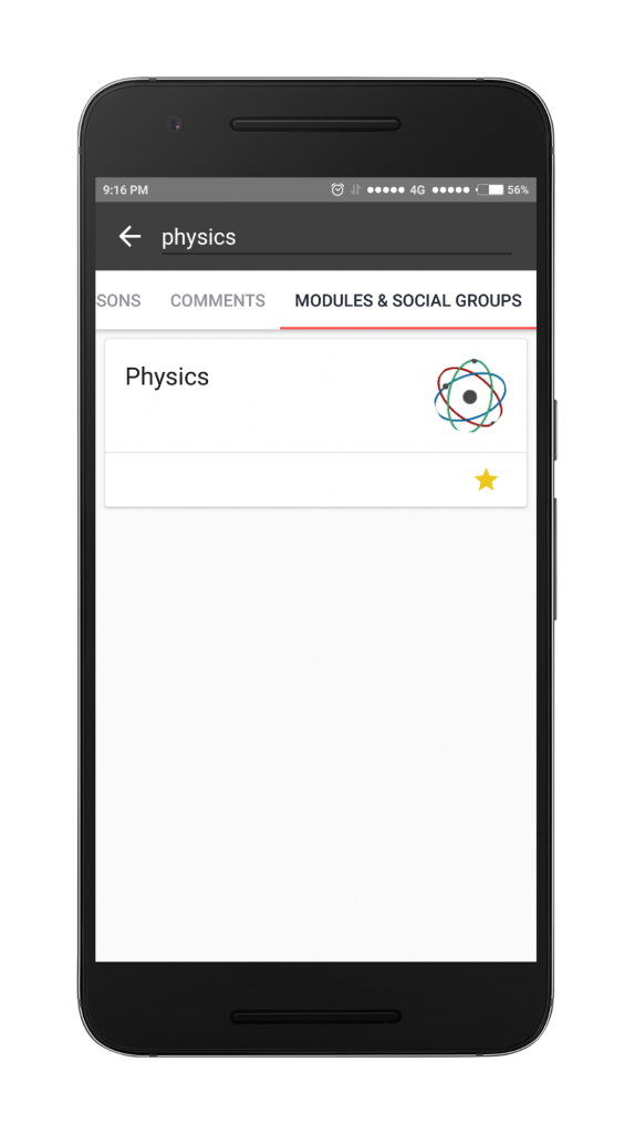 Search modules and social groups