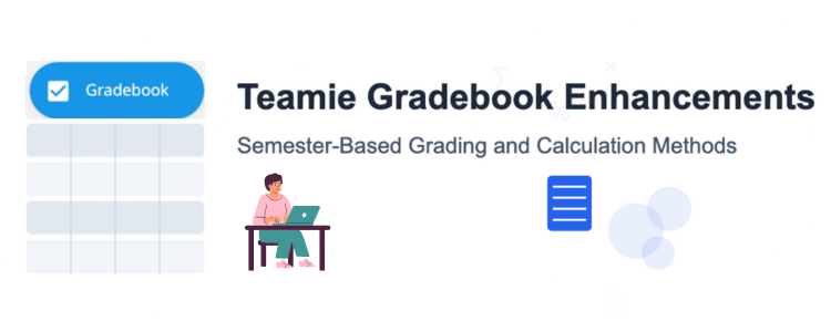 Blog post banner Teamie Gradebook Enhancements Semester-Based Grading & Calculation Methods